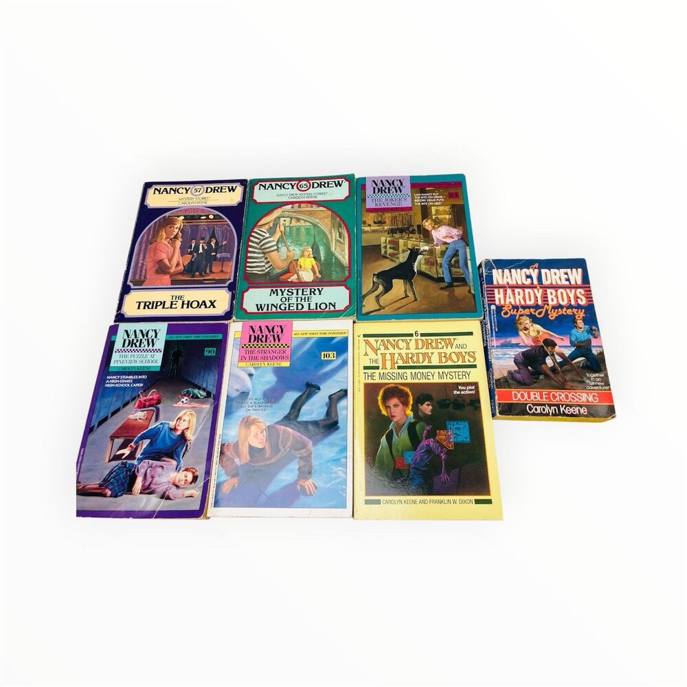 Vintage Lot of 7 Nancy Drew Mysteries Paperback Books Keene 80s 90s Various PB
